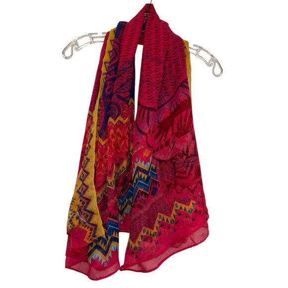 Ford Cares Women Pink Breast Cancer Collection warm bright colors ethnic scarf - Picture 3 of 5